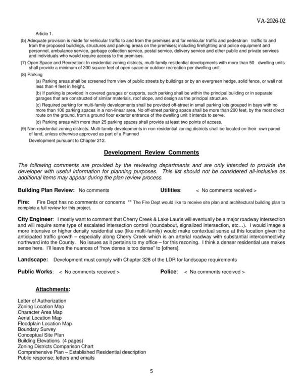 Development Review Comments