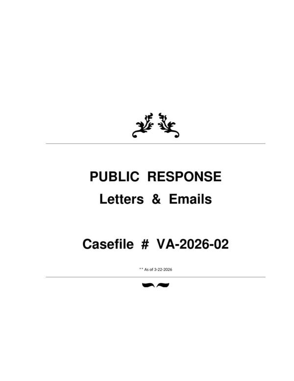 [PUBLIC RESPONSE Letters & Emails Casefile # VA-2026-02]