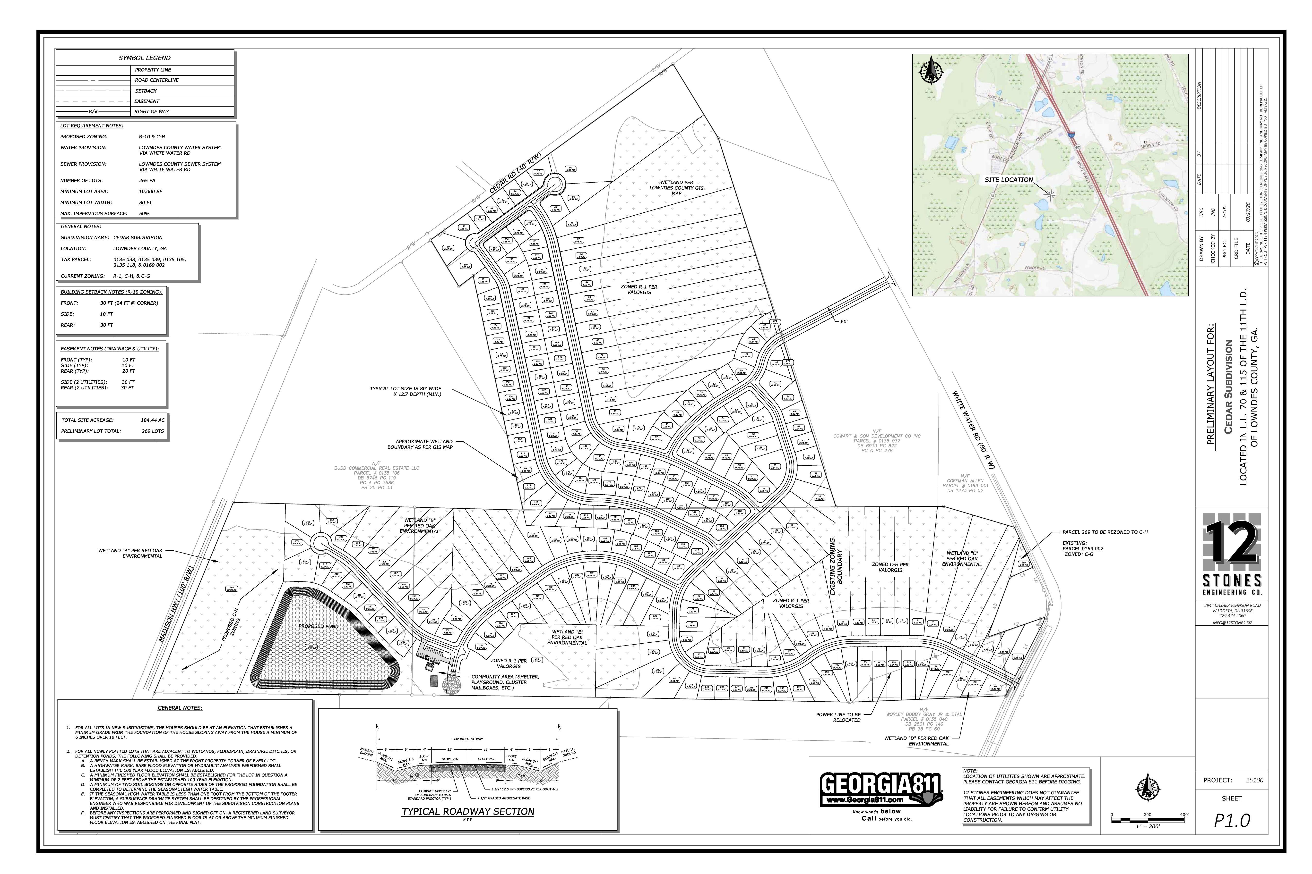 Preliminary Layout for: Cedar Subdivision