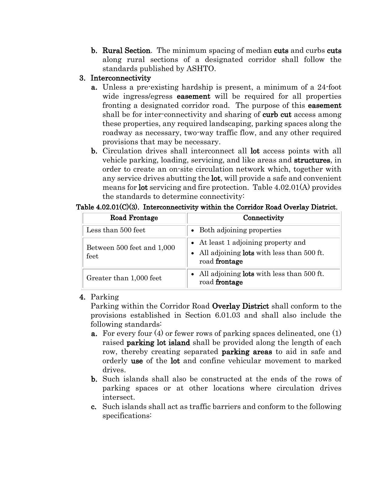 provisions established in Section 6.01.03 and shall also include the