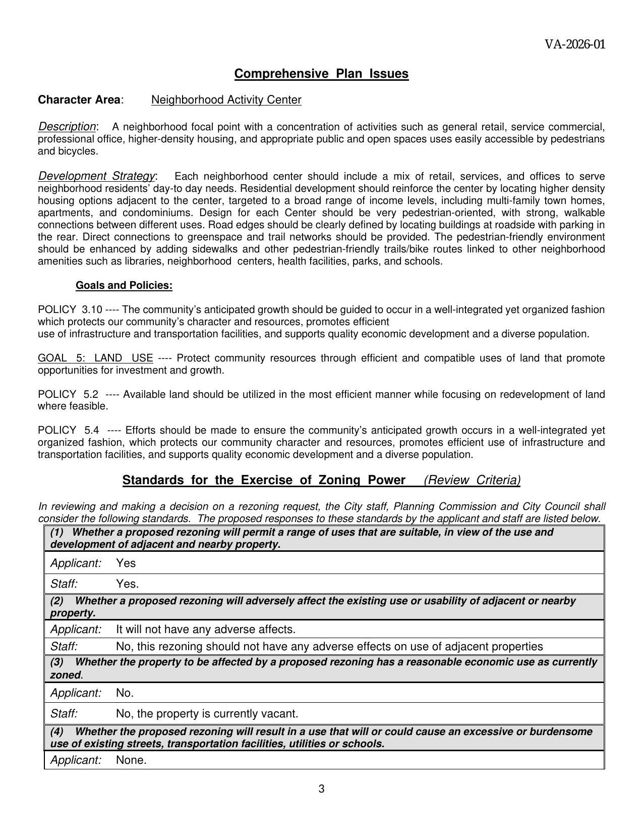 Comprehensive Plan Issues