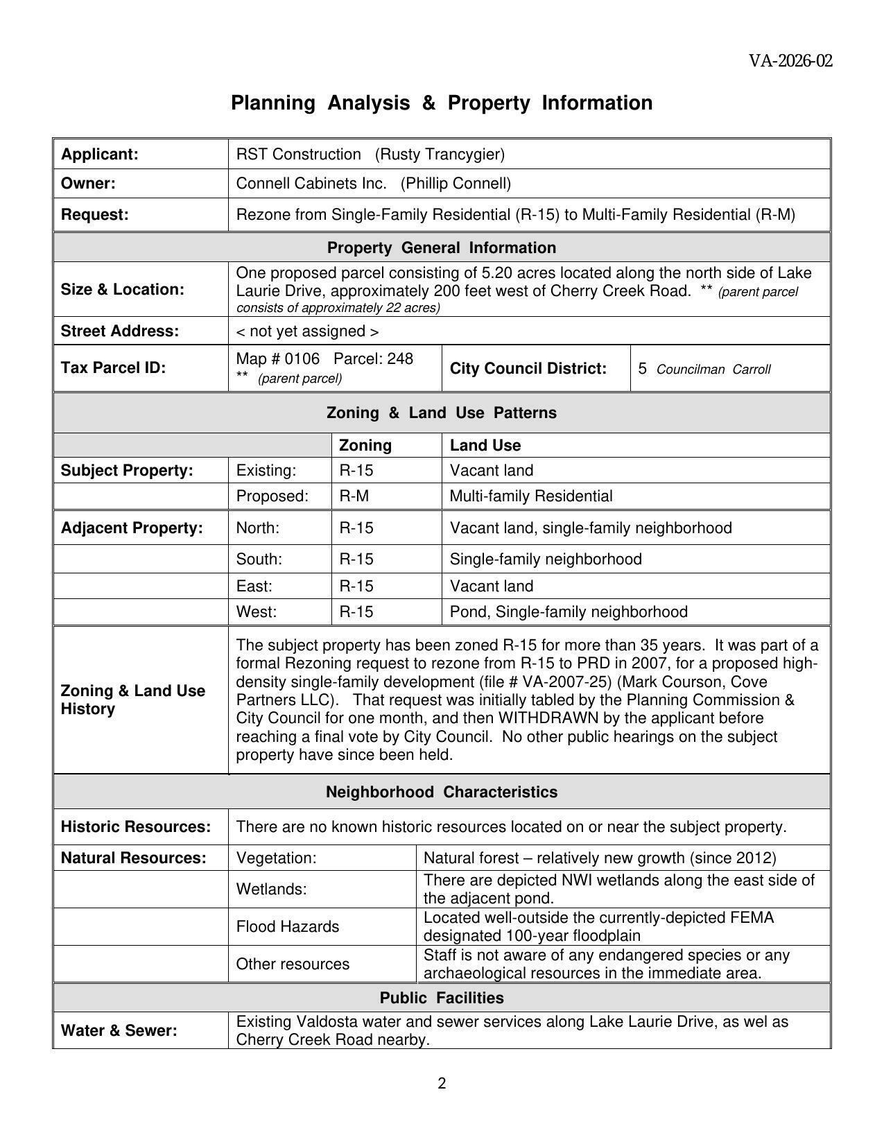 Planning Analysis & Property Information