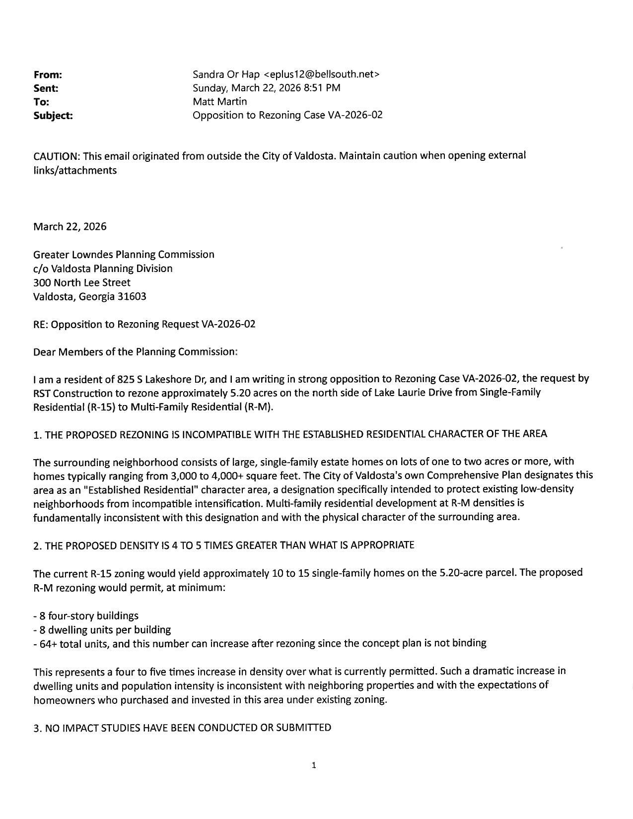 dwelling units and population intensity is inconsistent with neighboring properties and with the expectations of