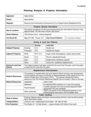 [Planning Analysis & Property Information]