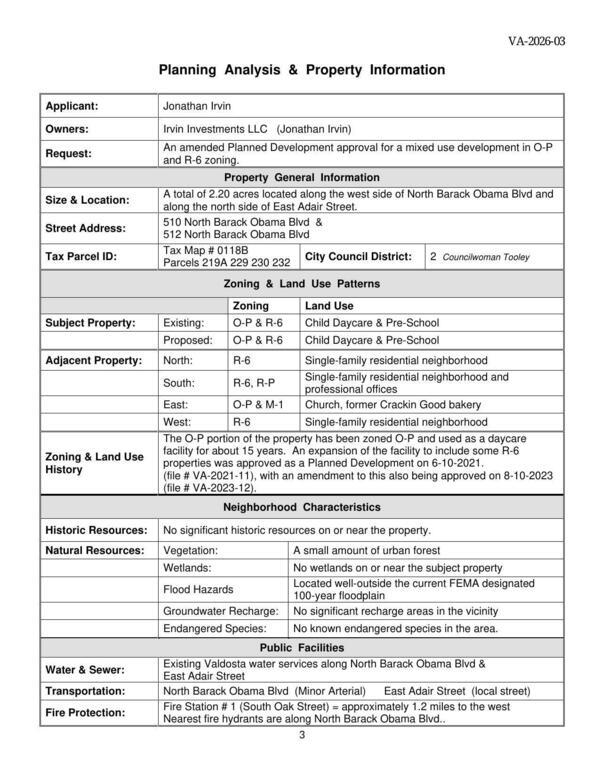 Planning Analysis & Property Information