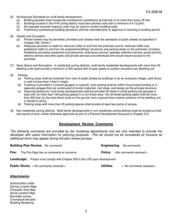 Development Review Comments