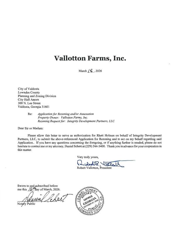 Rezoning request from Vallotton Farms Inc.
