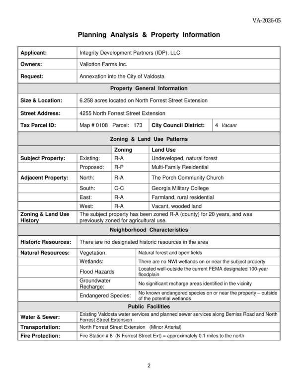 Planning Analysis & Property Information