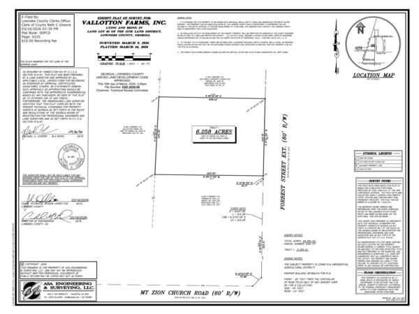 EXEMPT PLAT OF SURVEY FOR: VALLOTTON FARMS, INC.