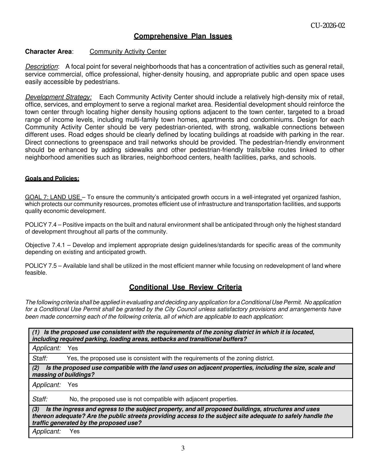 Comprehensive Plan Issues