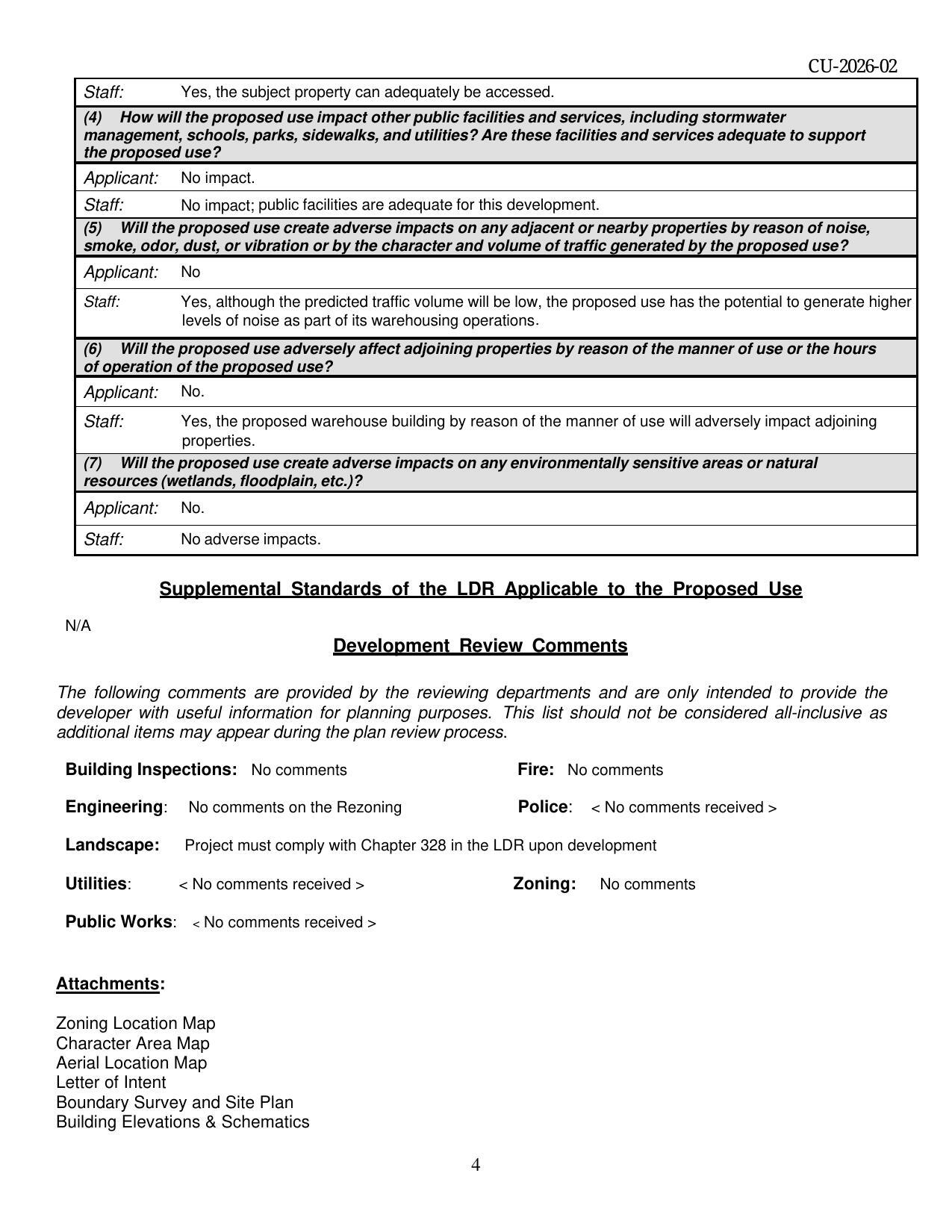 Development Review Comments