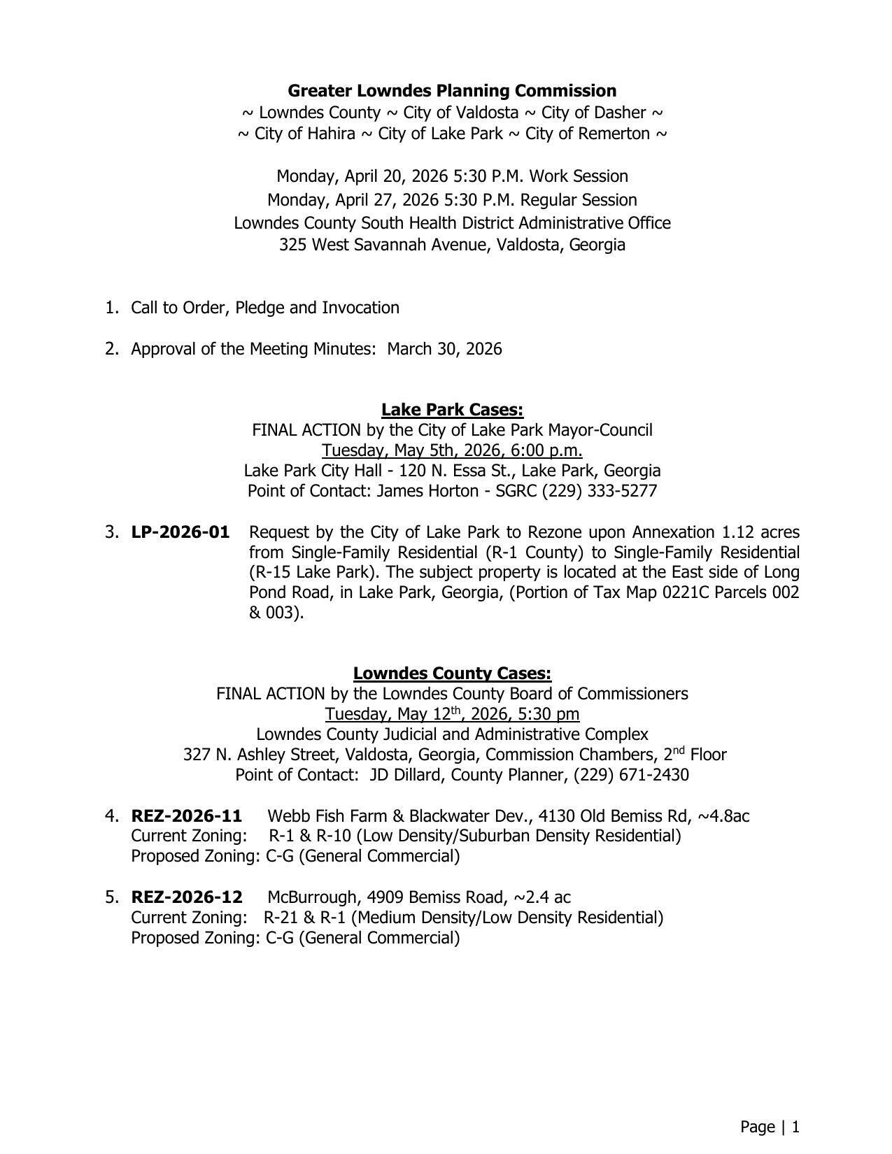 Lake Park and Lowndes County Cases