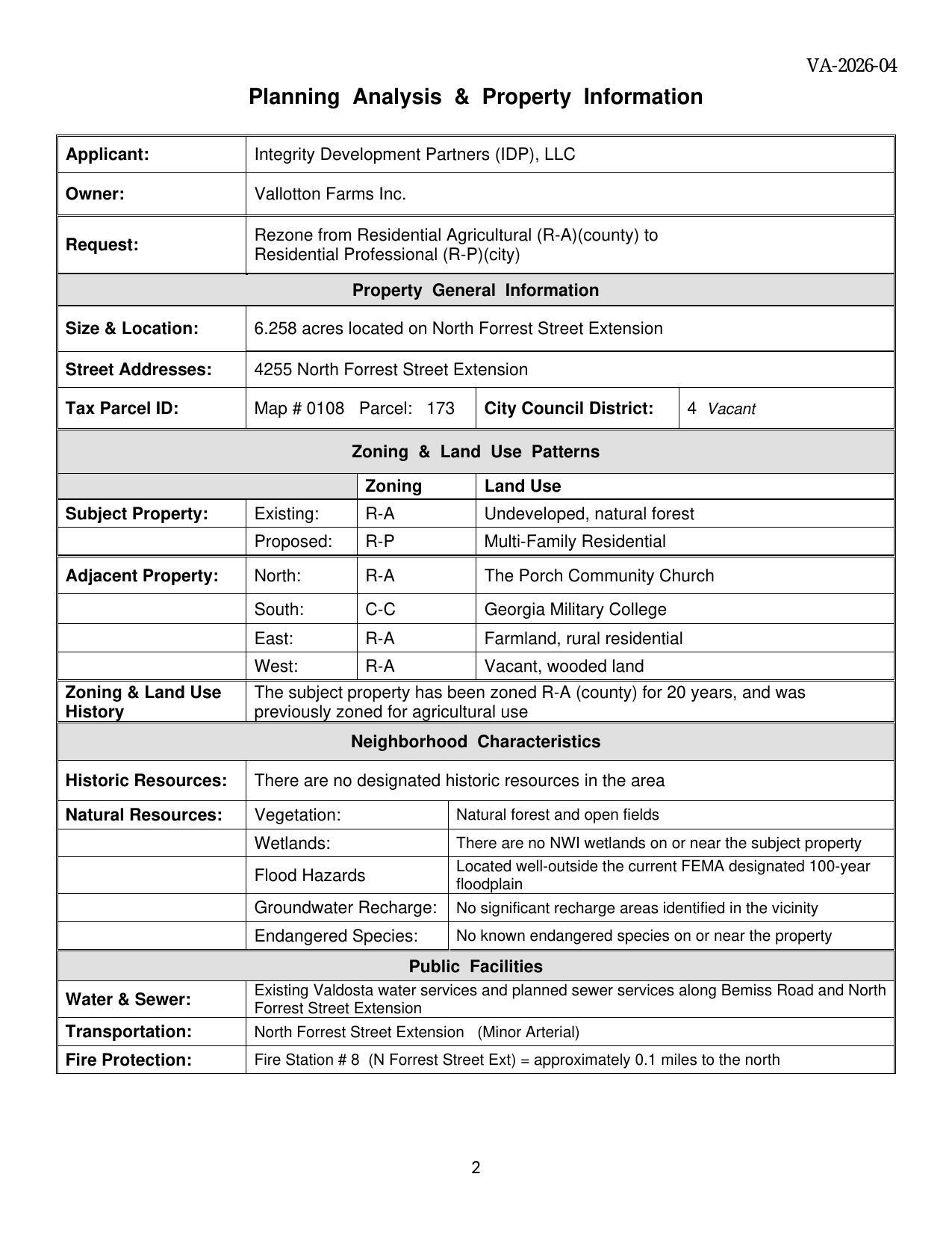 Planning Analysis & Property Information