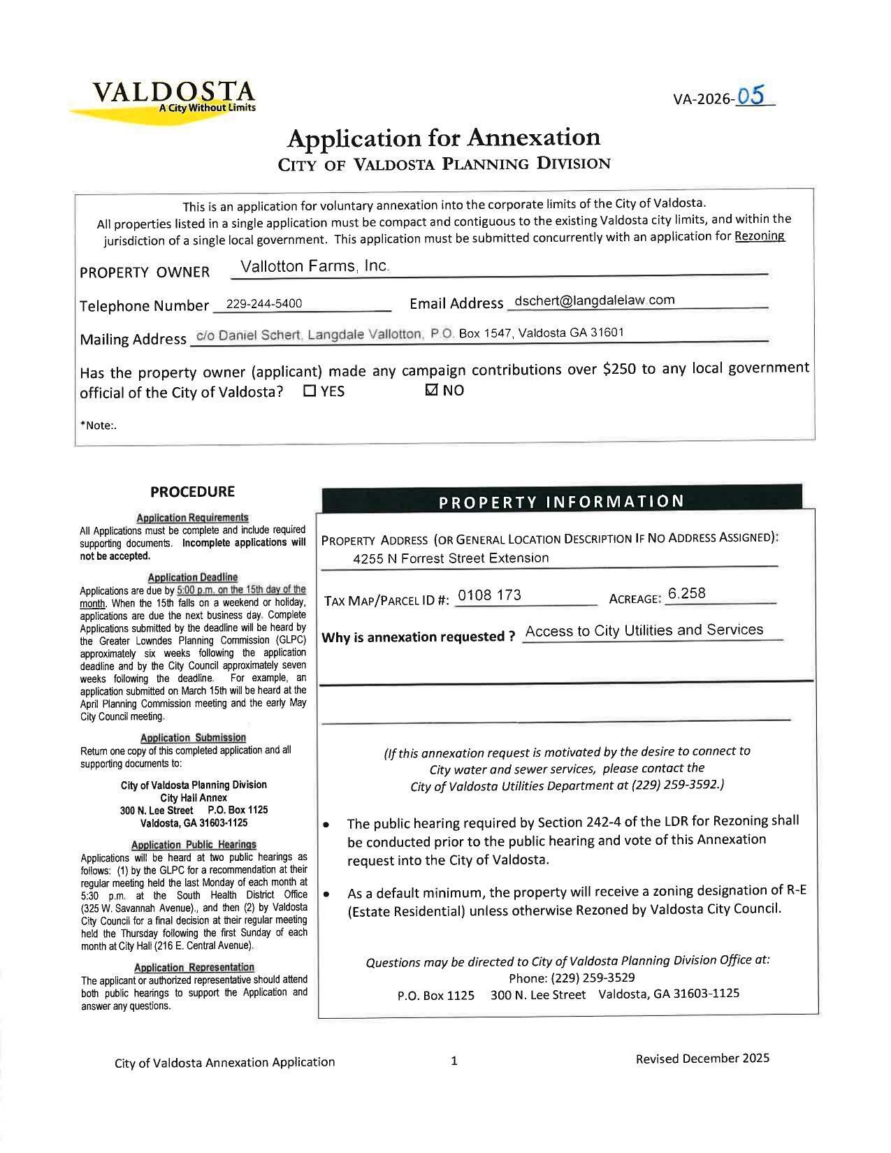 Application for Annexation