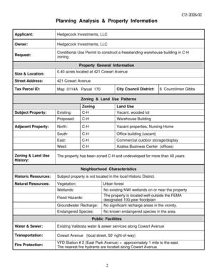 [Planning Analysis & Property Information]