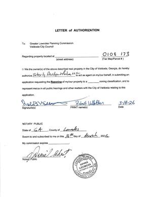 [LETTER of AUTHORIZATION from Robert Vallotton for Integrity Development Partners LLC]
