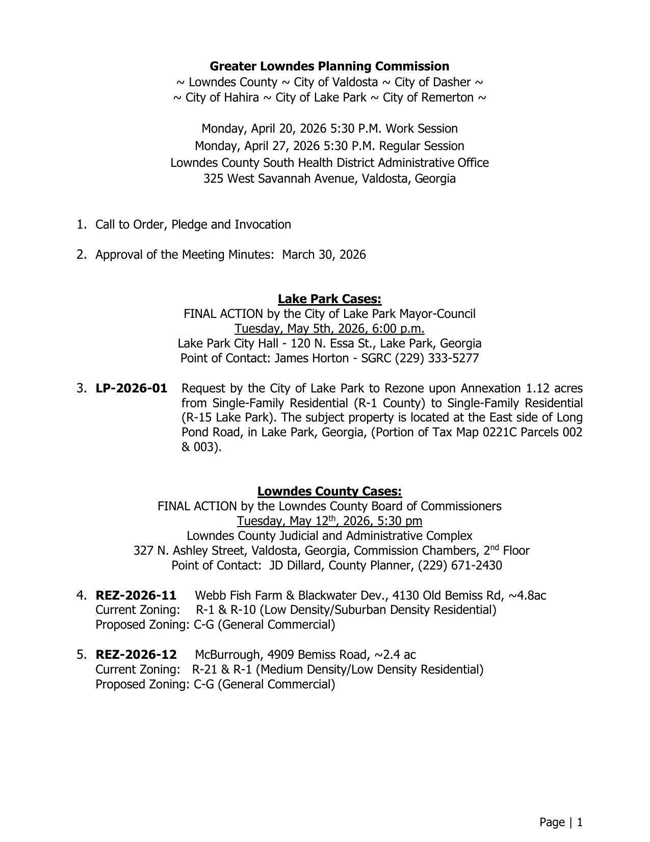 Lake Park and Lowndes County Cases
