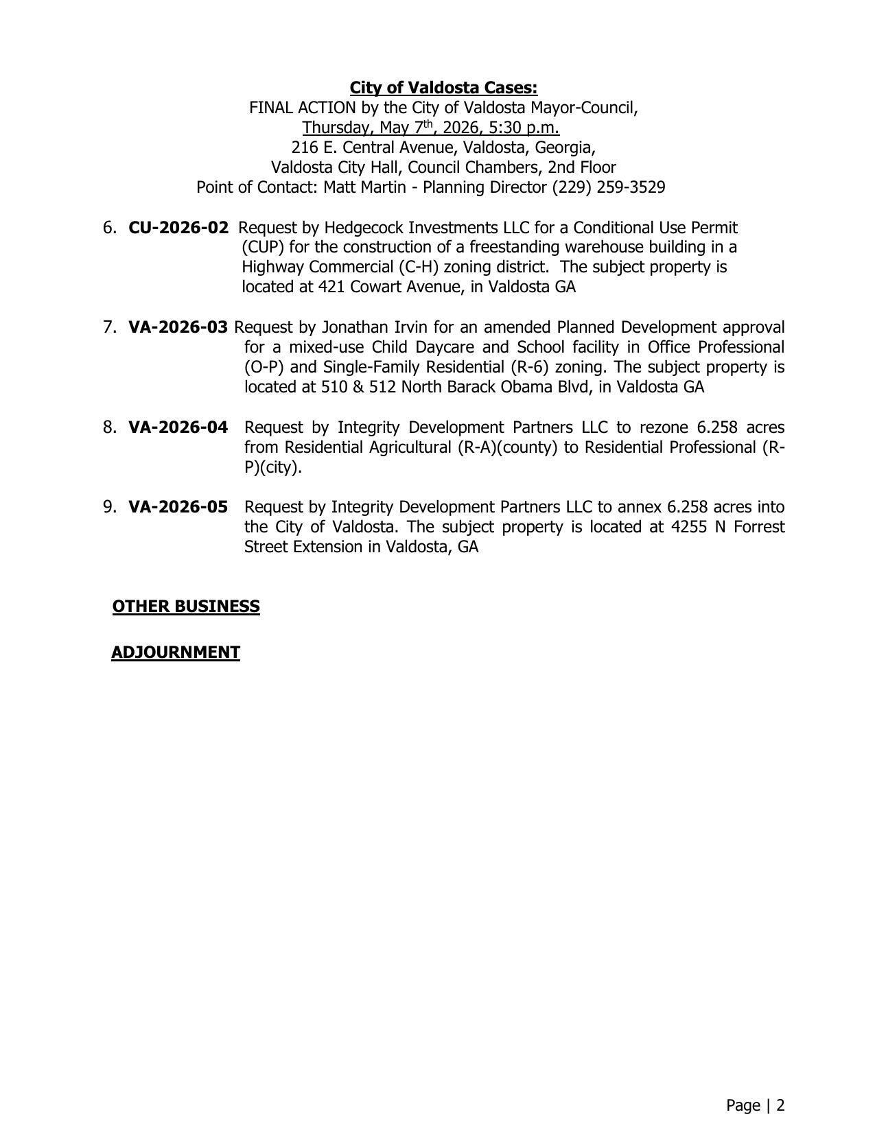 City of Valdosta Cases