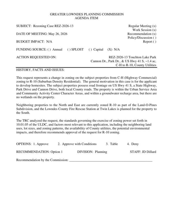 [to develop homesites. ...possess road frontage on US Hwy 41 S, a State Highway, Park Drive and Cannon Drive, both local County roads.]