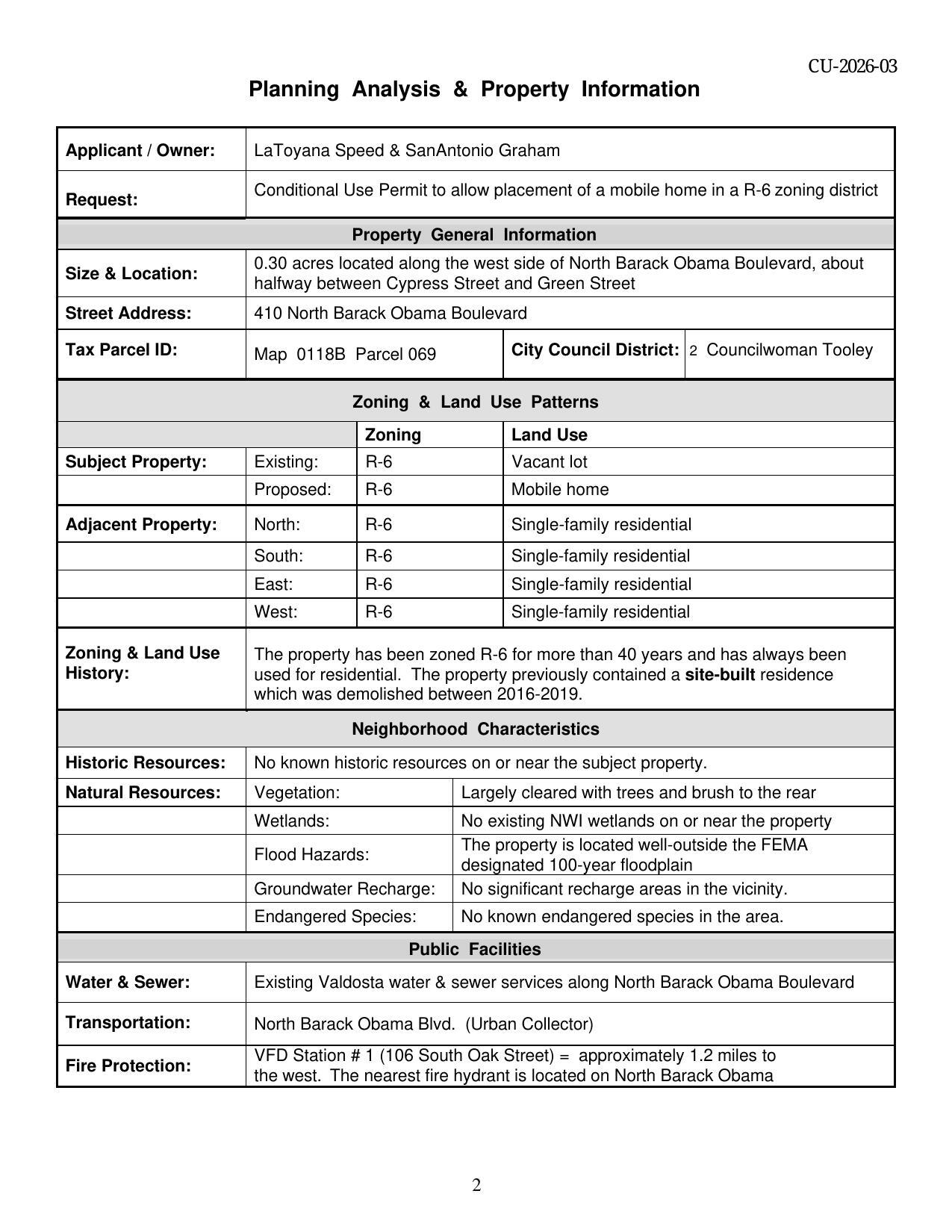 Planning Analysis & Property Information