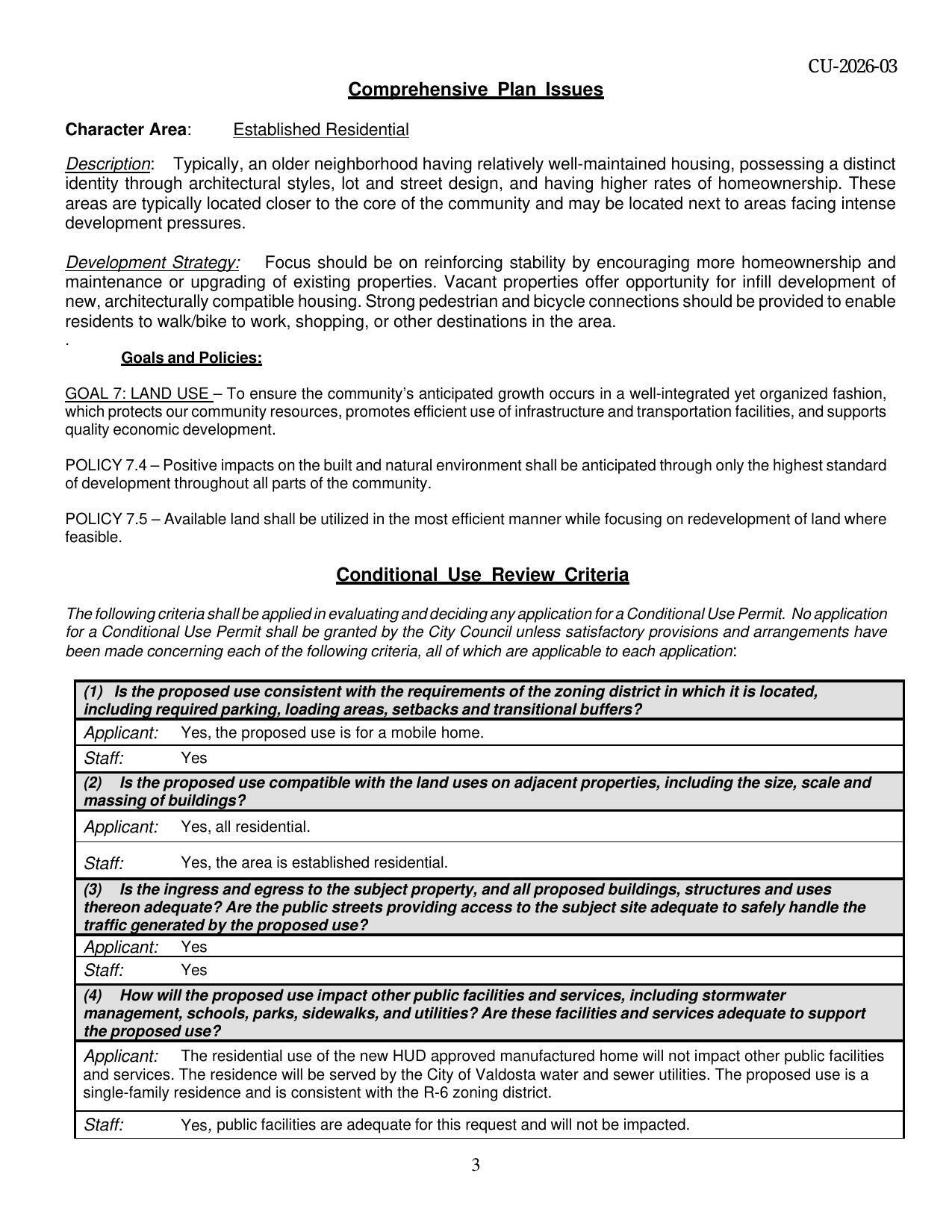 Comprehensive Plan Issues