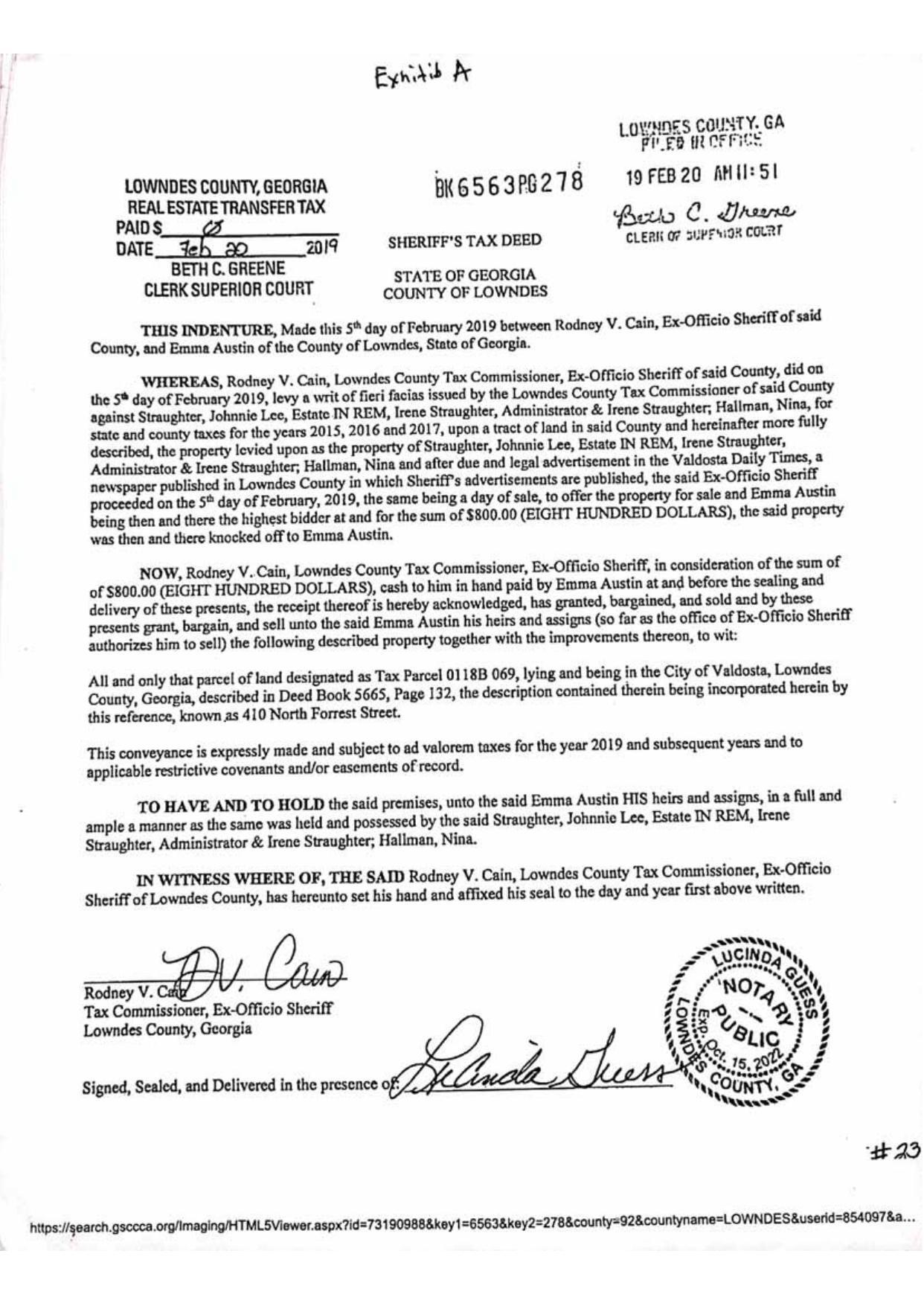 Sheriff's Tax Deed