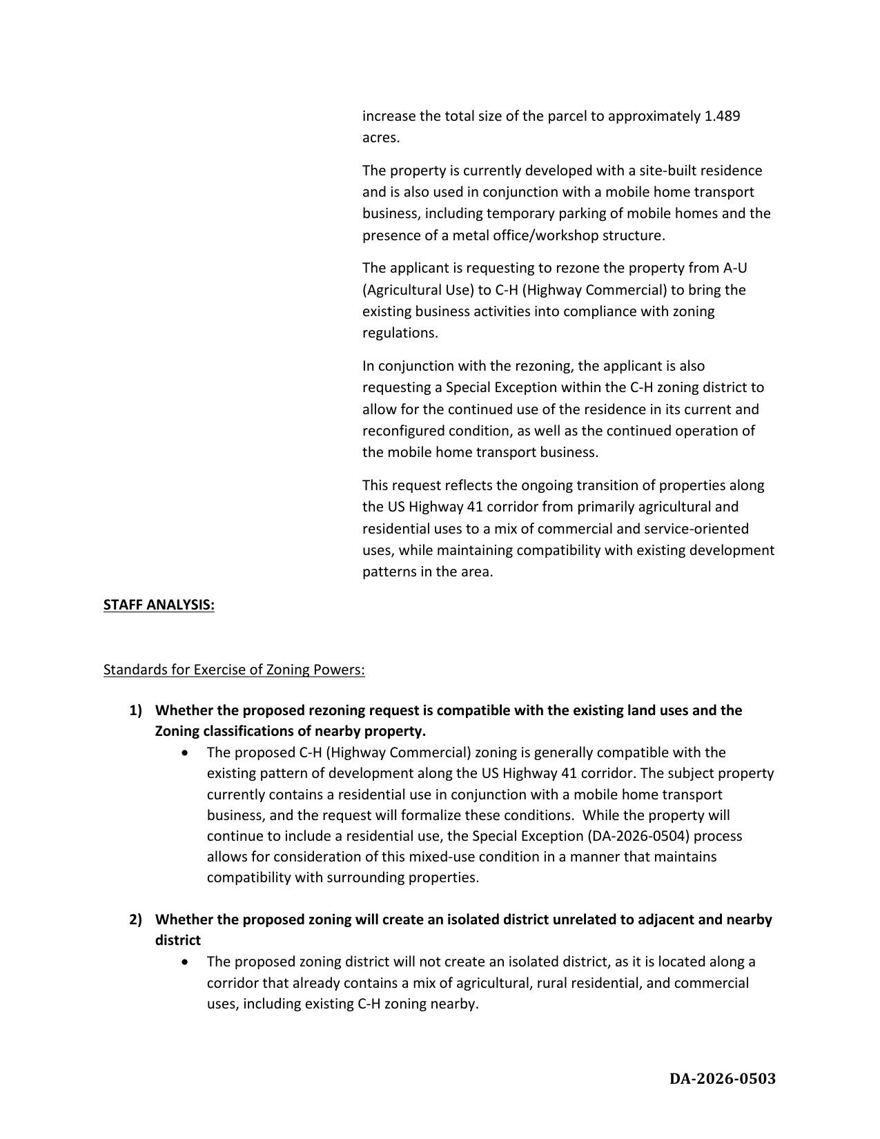 to bring the existing business activities into compliance with zoning regulations.