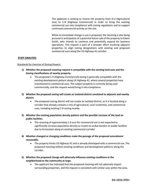 [to bring the existing commercial use into compliance with zoning regulations and to support continued commercial activity on the site.]