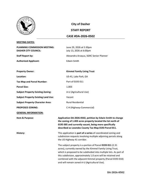 [located the lot north of 0195 005 and currently vacant, being more specifically described as Lowndes County Tax Map 0193 Parcel 011.]