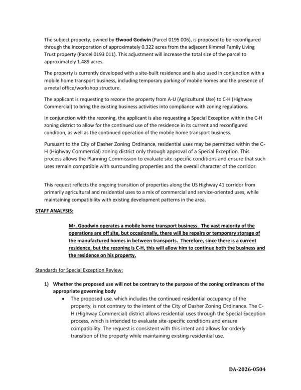 [to continue both the business and the residence on his property.]