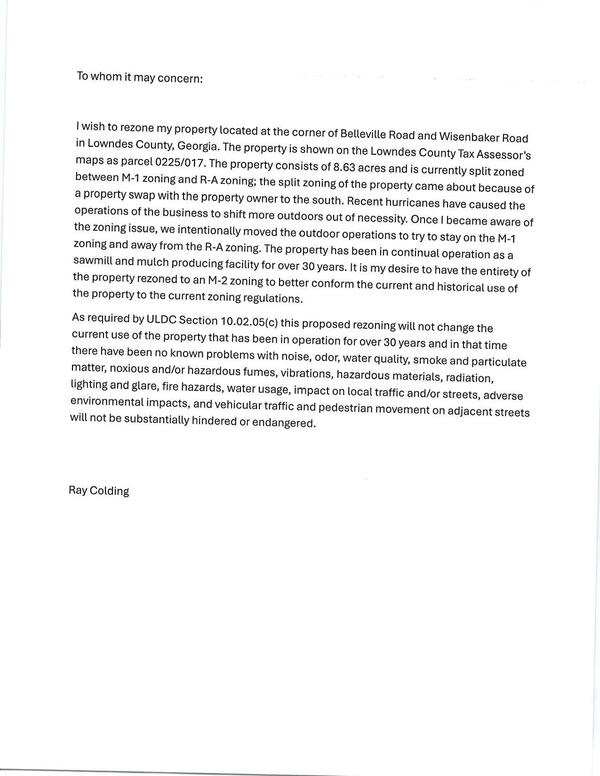 [Request for rezoning by Ray Colding]