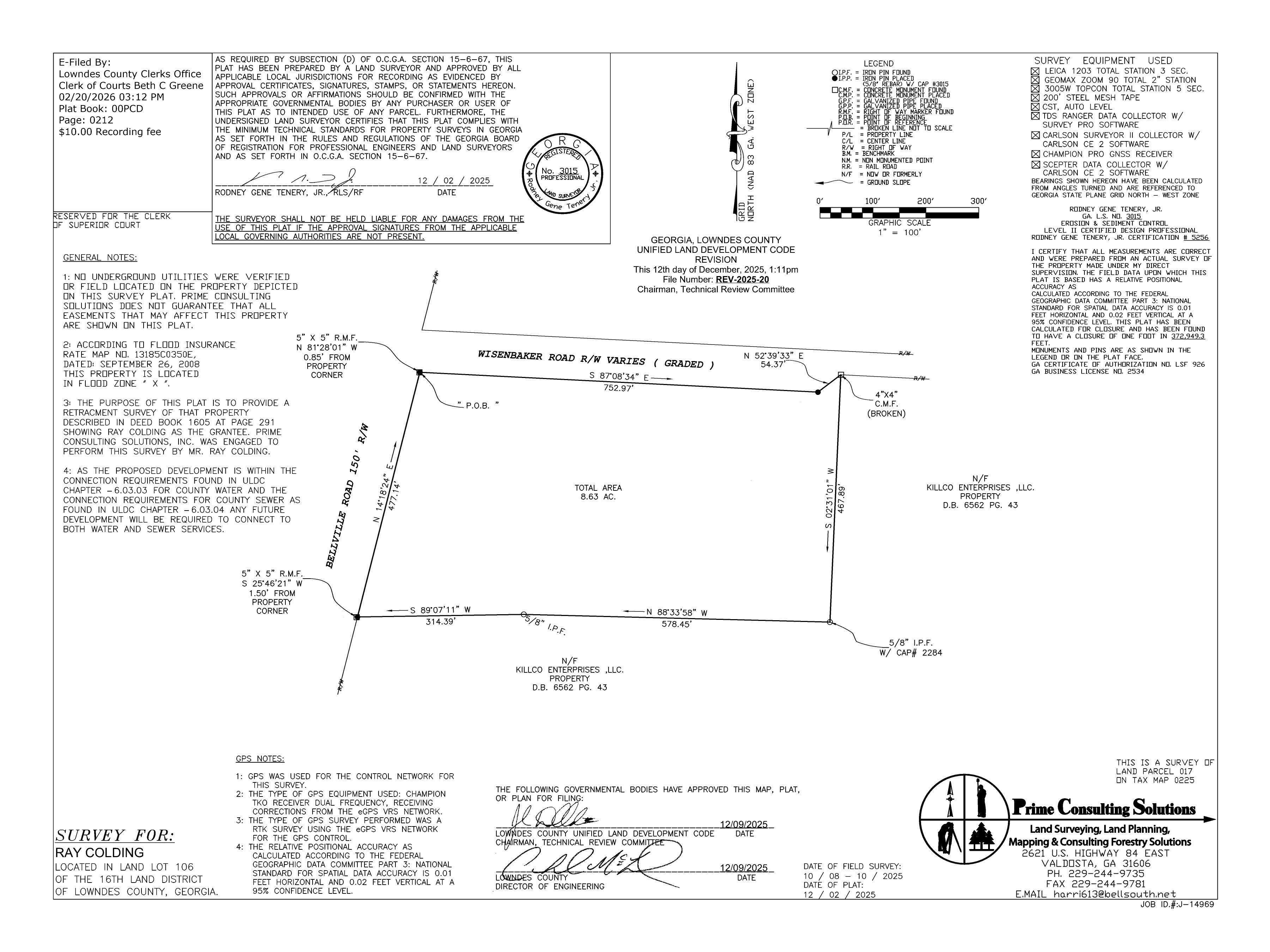 SURVEY FOR: RAY COLDING