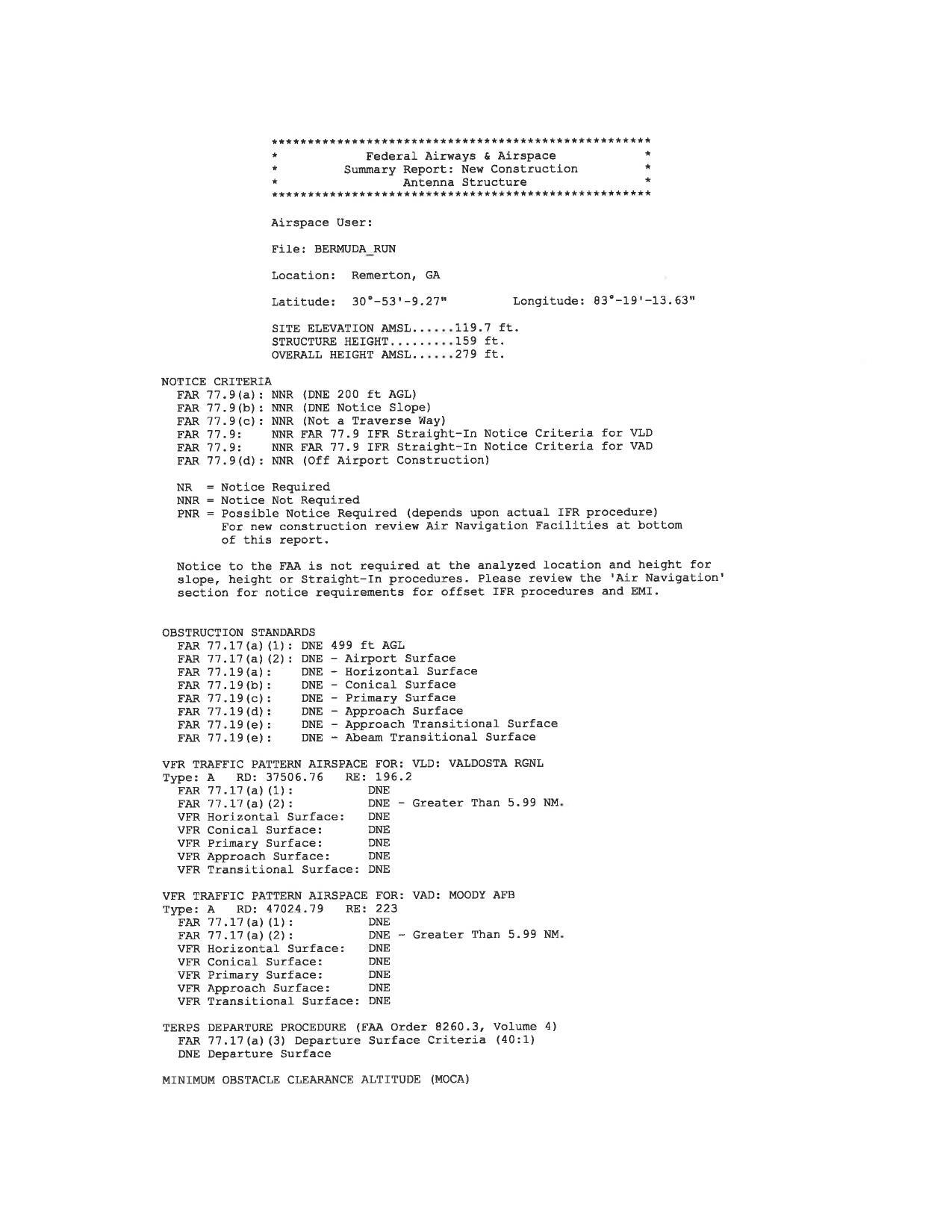 FAA NOTICE CRITERIA, Remerton, GA 30 53 9.27 N, 83 19 13.63 W, 30.885908, -83.320453