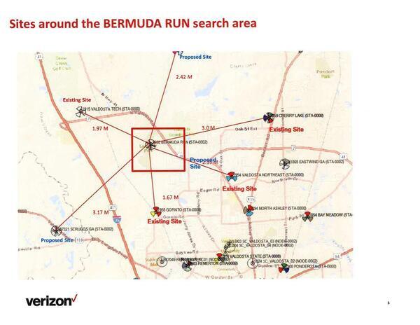 [Sites around the BERMUDA RUN search area]