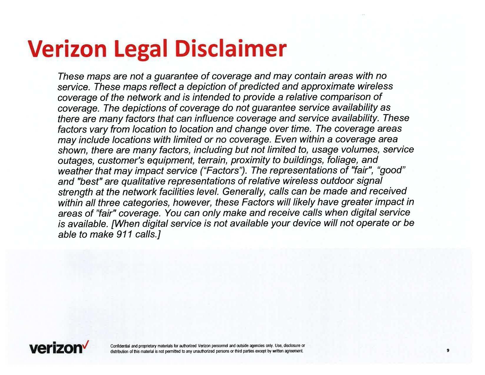 Verizon Legal Disclaimer