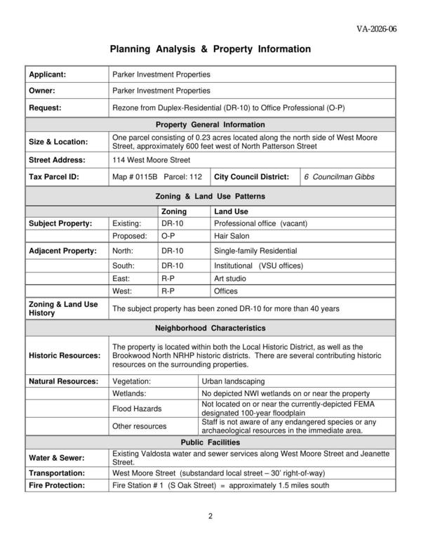 [Planning Analysis & Property Information]