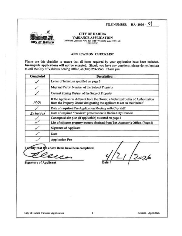 [Application Checklist]
