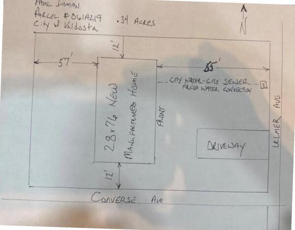 [Sketch map of placement on parcel]