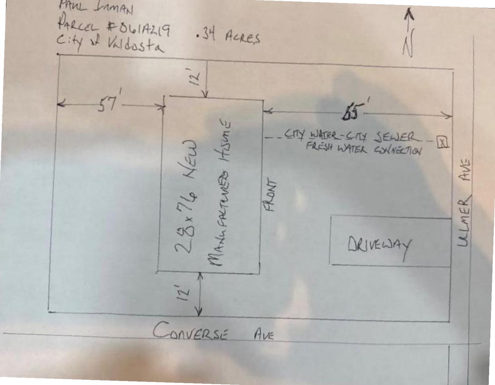 Sketch map of placement on parcel