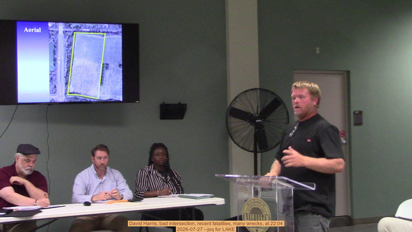 [David Harris, bad intersection, recent fatalities, many wrecks, at 22:04]