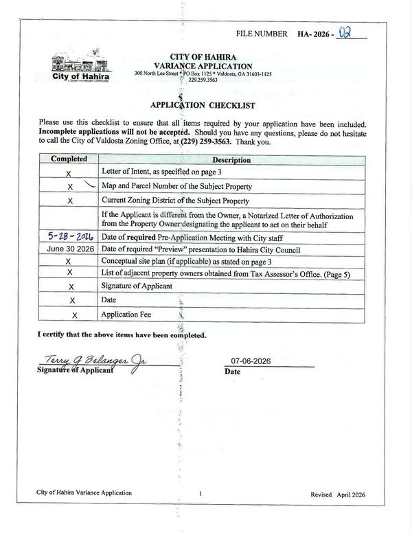 [APPLICATION CHECKLIST]