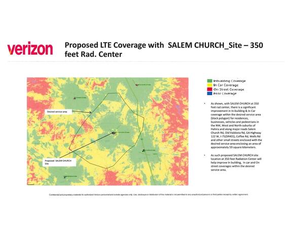 [Verizon: Proposed LTE Coverage with SALEM CHURCH_Site — 350 feet Rad. Center]