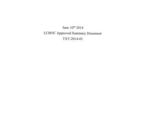 [Summary Document (1 of 11) 10 June 2014 TXT-2014-01]