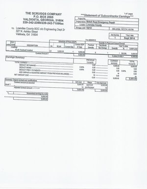 [Scruggs Company: Statement of Subcontractor Earnings (5 of 5)]