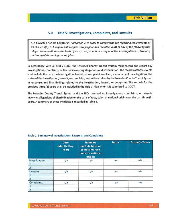 5.0 Title VI Investigations, Complaints, and Lawsuits