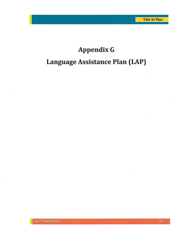 Appendix G: Language Assistance Plan