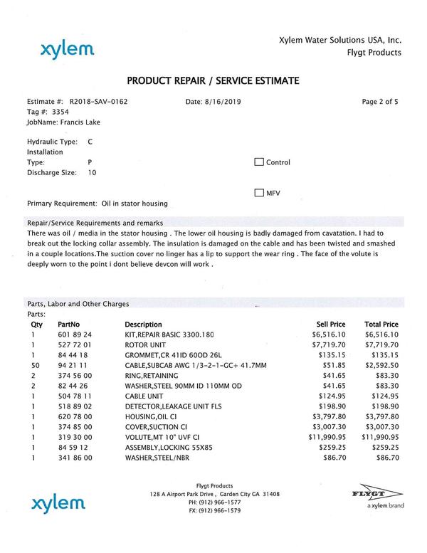 PRODUCT REPAIR / SERVICE ESTIMATE 1 of 4