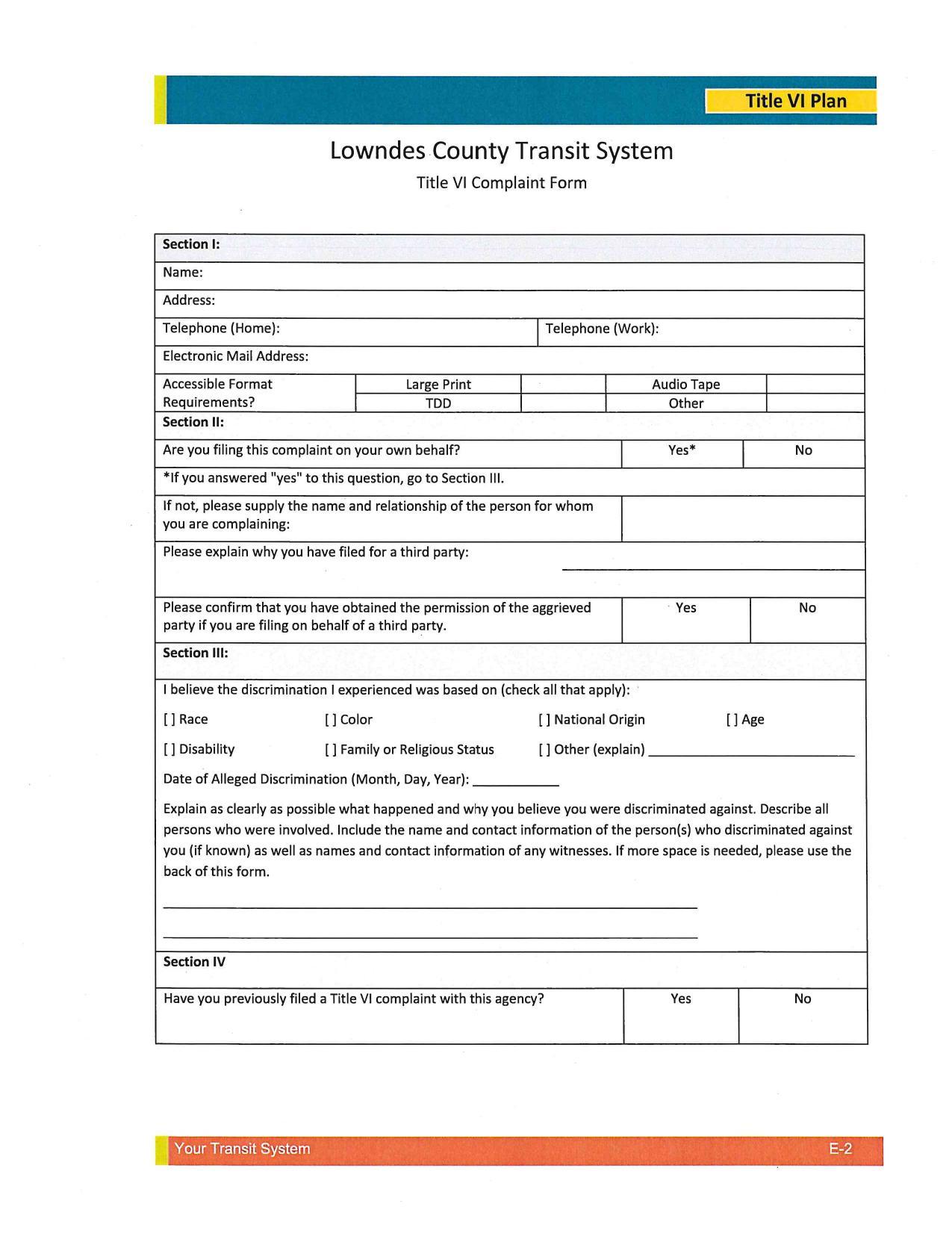 Title VI Complaint Form