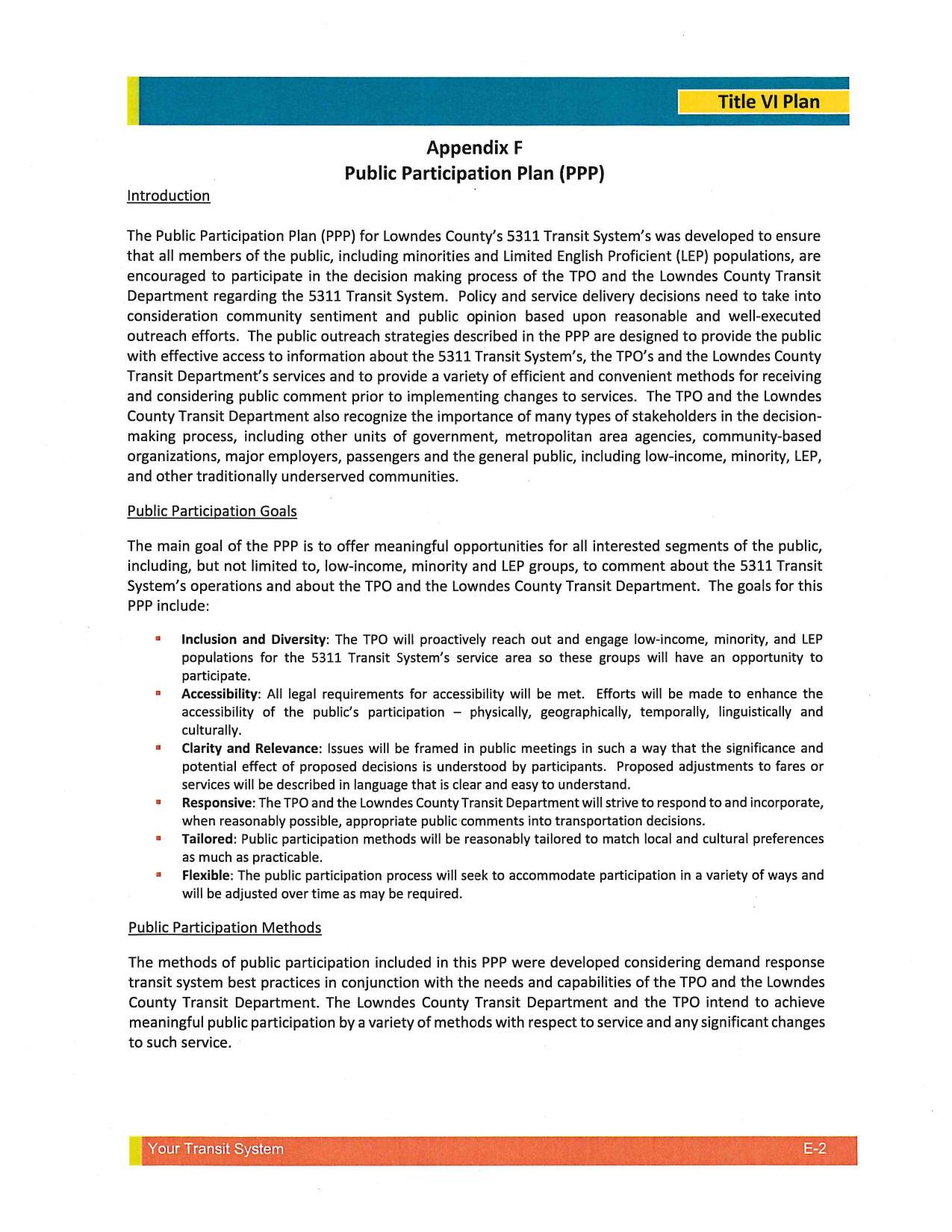 Public Participation Plan (PPP)