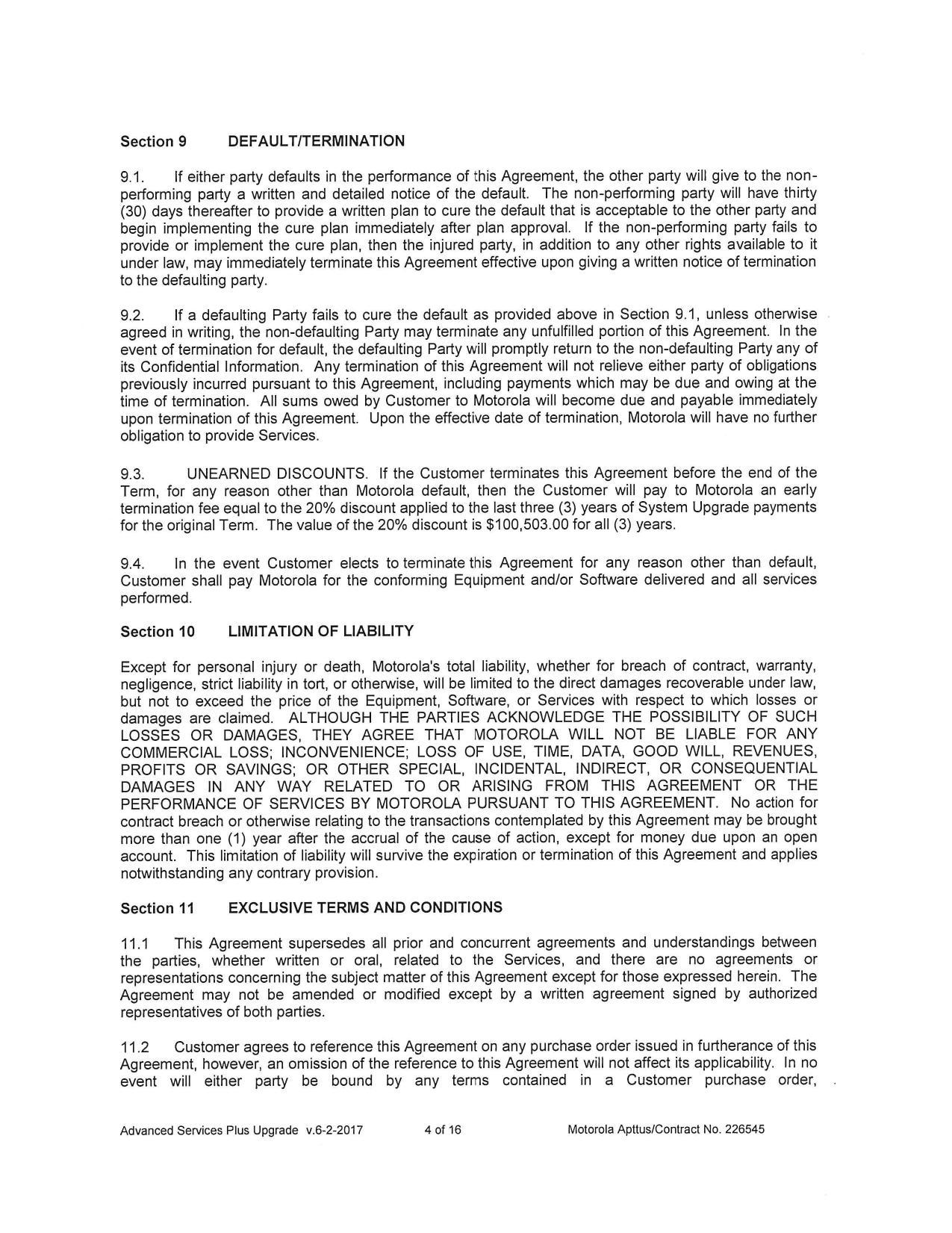 Section 9 DEFAULT/TERMINATION